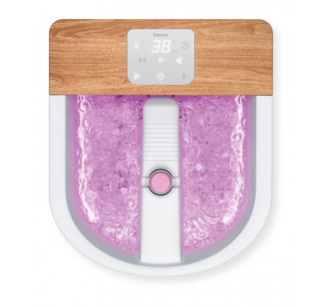 Масажна ванночка Beurer для ніг, від мережі, 3 режими, 3 насадки, сенс. керув., біло-коричневий