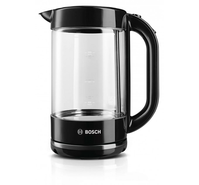 Електрочайник Bosch 1.7л, скло, чорний