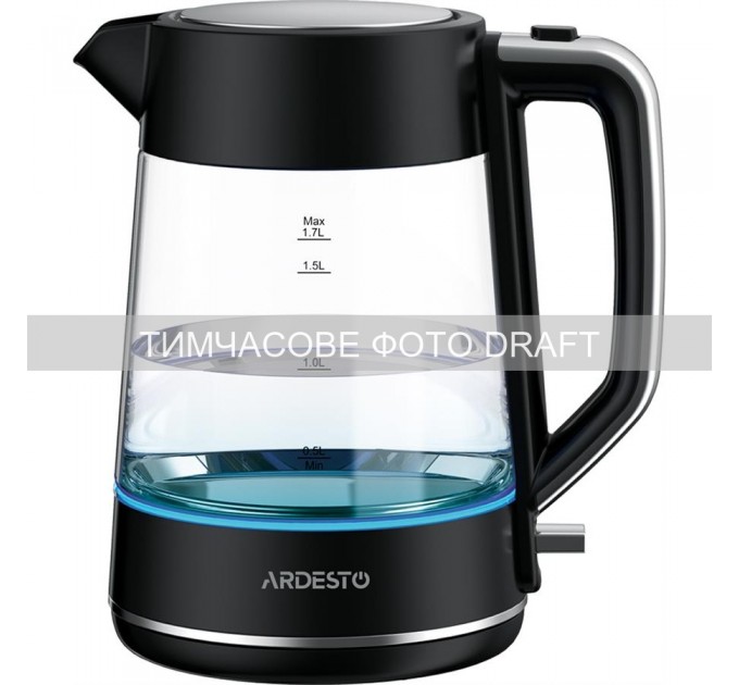 Электрочайник ARDESTO 1.7л, Otter, стекло, чёрный