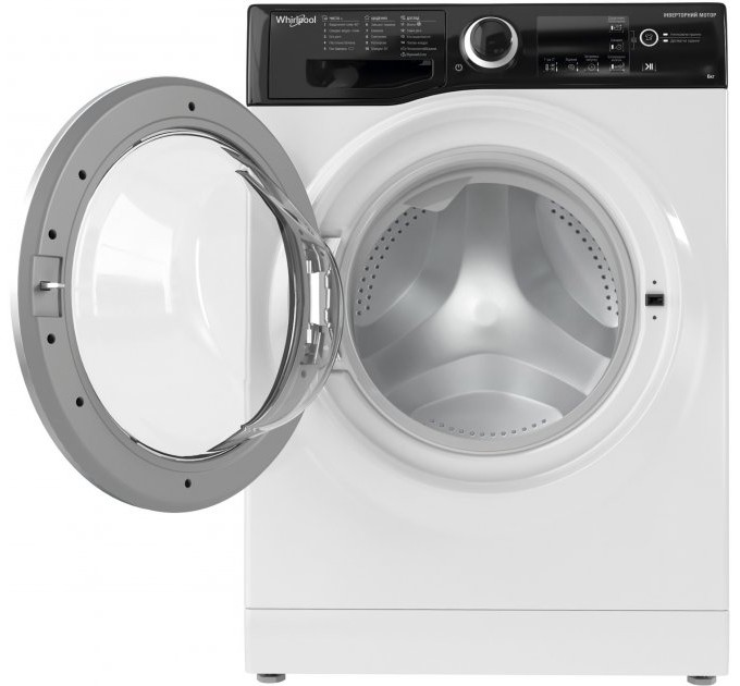 Пральна машина Whirlpool фронтальна, 6кг, 1200, A+++, 43см, дисплей, інвертор, люк чорний, білий