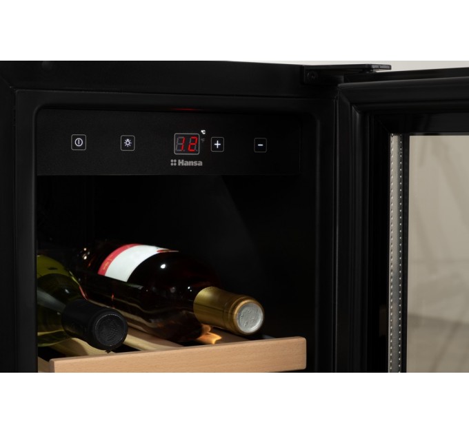 Холодильник Hansa для вина, 82x29.5х61.5, холод.отд.-57л, зон - 1, бут-20, ST, дисплей, черный