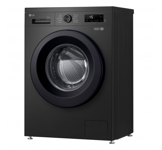 Стиральная машина LG фронтальная, 6.5кг, 1200, A+++, 44см, дисплей, пар, инвертор, черный