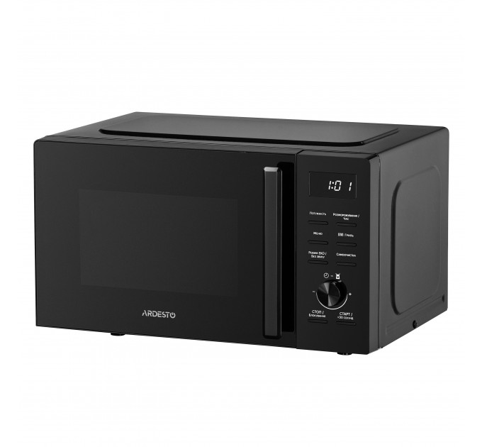 Микроволновая печь ARDESTO, 20л, электр. управл., 800Вт, гриль, дисплей, откр.ручкой, черный