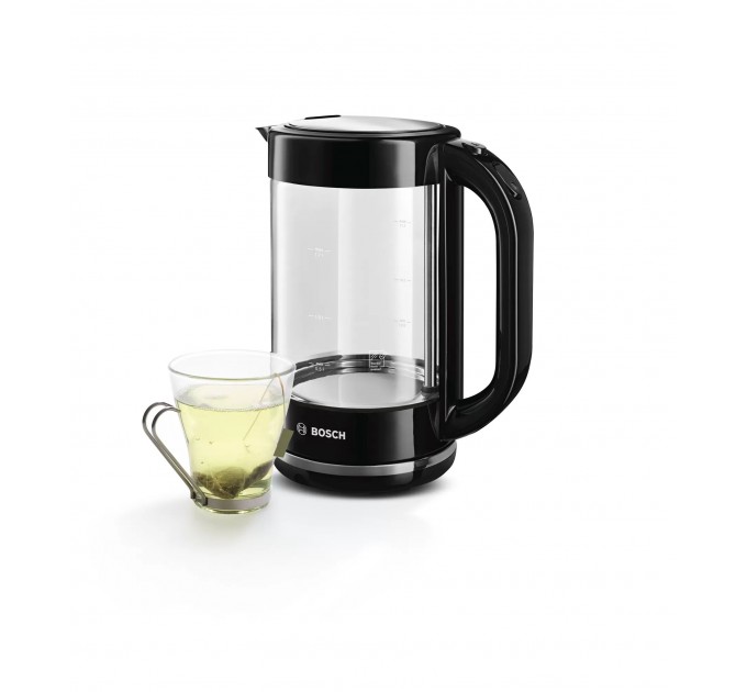 Електрочайник Bosch 1.7л, скло, чорний