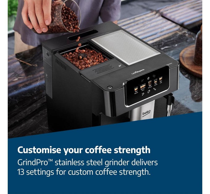 Кавомашина Beko 2.0л, зерно, ручний капучинатор, авторецептів - 5, чорний