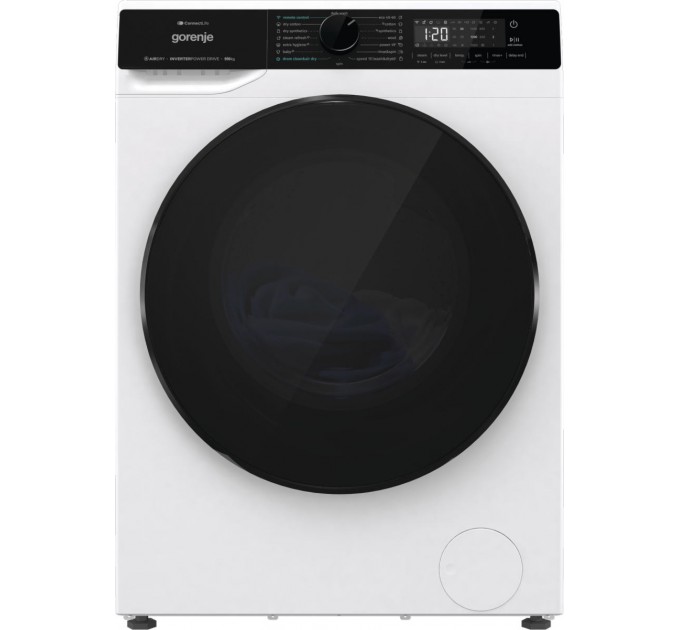 Стирально-сушильная машина Gorenje фронтальная, 9(6)кг, 1400, A+, 55см, дисплей, инвертор, Wi-Fi, белый
