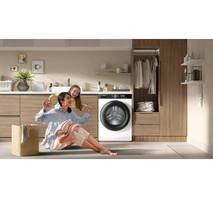 Пральна машина TCL фронтальна, 8кг, 1400, A+++, 53см, дисплей, пара, інвертор, білий