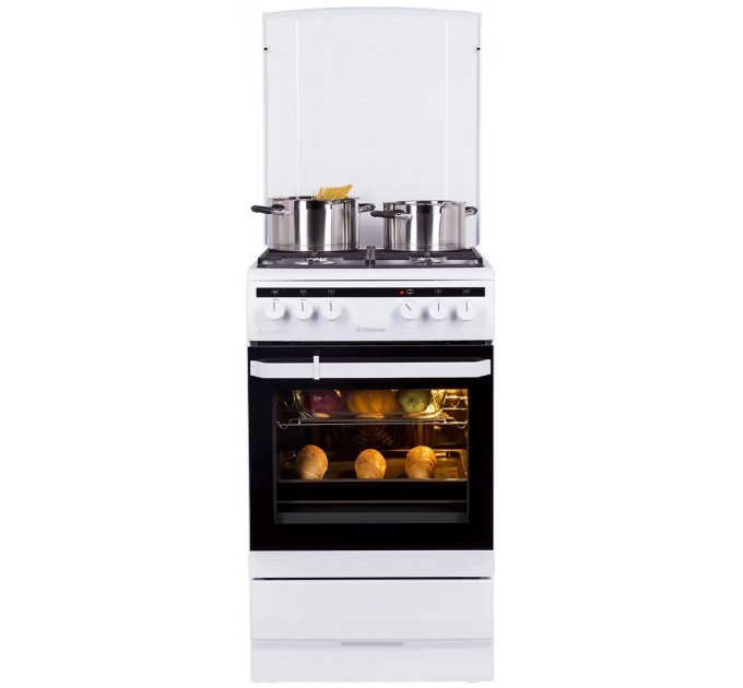 Плита Hansa комби, 62л, 50x60см, конвекция, чугун, белый