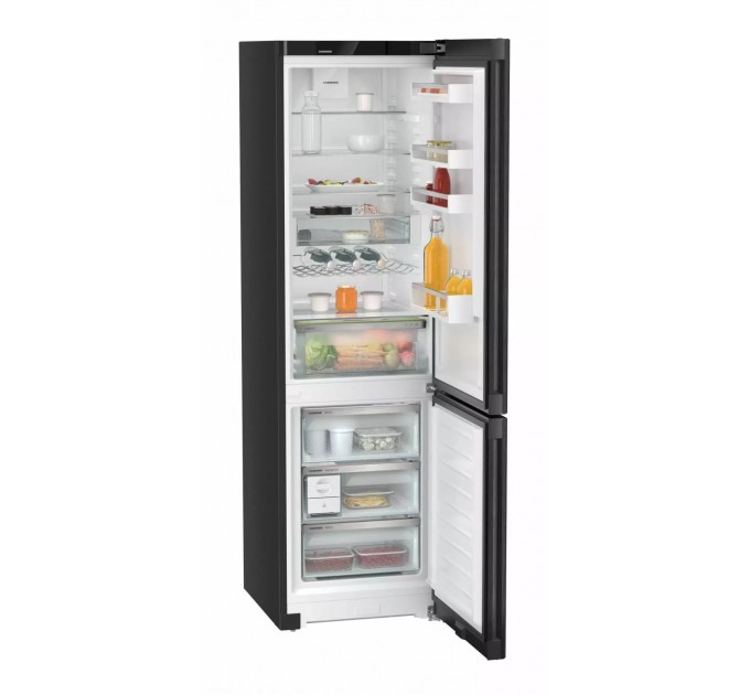 Холодильник Liebherr з нижн. мороз., 201.5x59.7х67.5, холод.відд.-266л, мороз.відд.-94л, 2дв., А+++, NF, диспл внутр., чорний