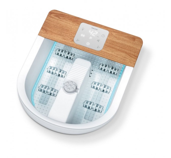 Масажна ванночка Beurer для ніг, від мережі, 3 режими, 3 насадки, сенс. керув., біло-коричневий