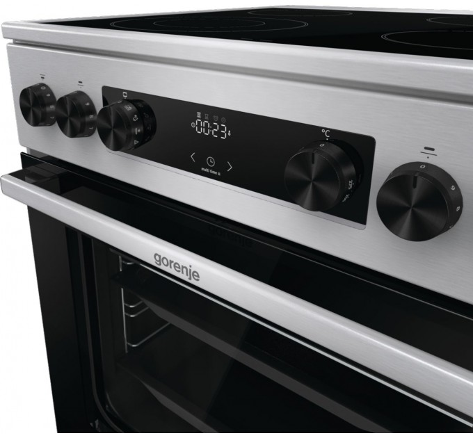 Плита Gorenje электрическая стеклокерамическая, 71л, 60x60см, дисплей, программатор, нерж