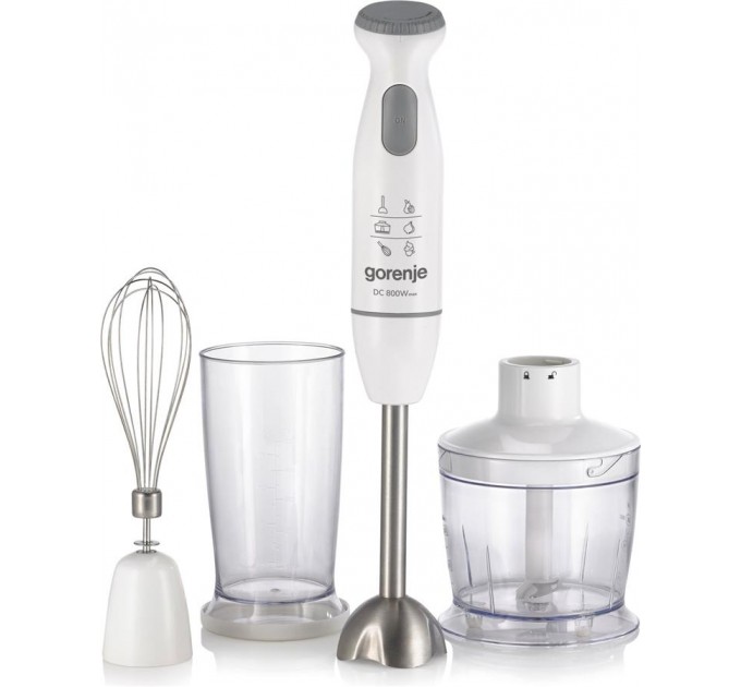 Блендер Gorenje погружной 800Вт, 4в1, чаша-500мл, измельчитель, белый