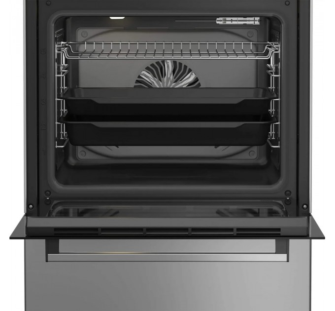 Плита Beko комби, 72л, 60x60см, дисплей, конвекция, чугун, черный