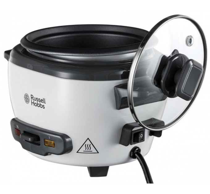 Рисоварка Russell Hobbs, 200Вт, чаша-0.7л, механическое управл., съемная крышка, нерж. сталь, черно-белый