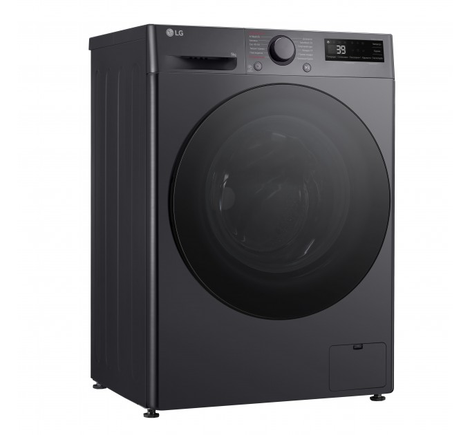 Стиральная машина LG фронтальная, 9кг, 1200, A, 48см, дисплей, пар, инвертор, черный