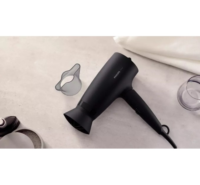 Фен Philips 3000 Series дорожній, 1600Вт, 3 режими, дифузор, хол. обдув, чорний
