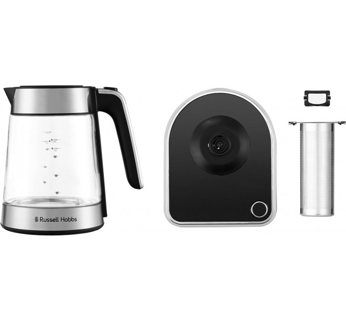 Электрочайник Russell Hobbs Attentiv Kettle, 1.7л, Strix, стекло, база с отсеком для шнура, серый