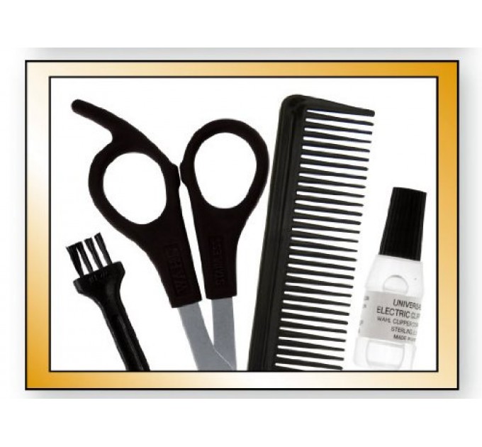 Машинка для стрижки WAHL HomePro, від мережі, вібраційний мотор, насадок-8, кейс,ножиці, гребінець в компл, сталь, чорно-сріблястий