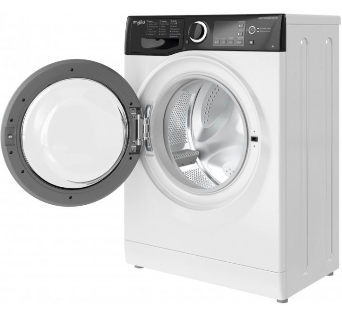 Пральна машина Whirlpool фронтальна, 6кг, 1200, A+++, 43см, дисплей, інвертор, люк чорний, білий