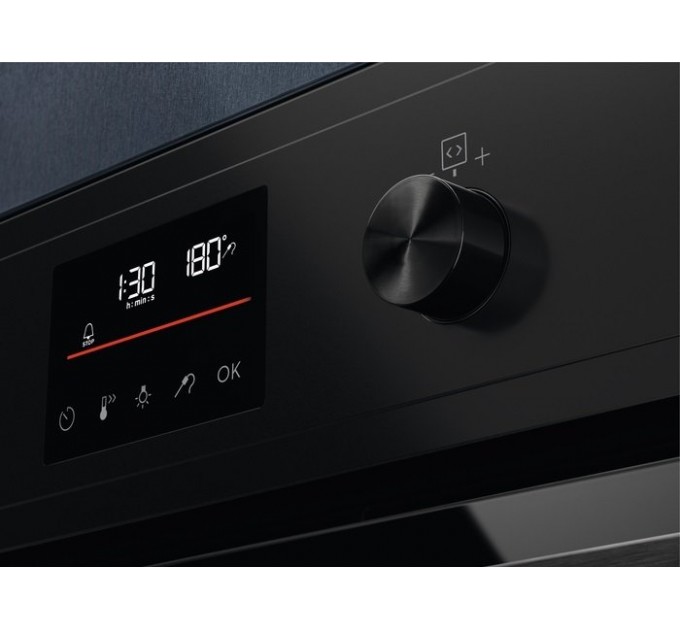 Духовой шкаф Electrolux электрический, 72л, A+, пар, дисплей, конвекция, пиролиз, телескопические направляющие, черный