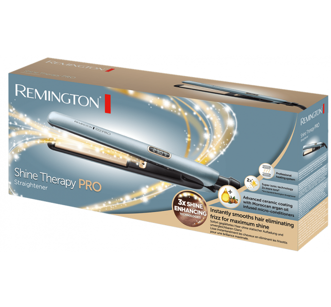 Випрямитель Remington Shine Therapy PRO, 54Вт, темп.режимов-9, 150-230С, дисплей, ионизация, керамика, голубой
