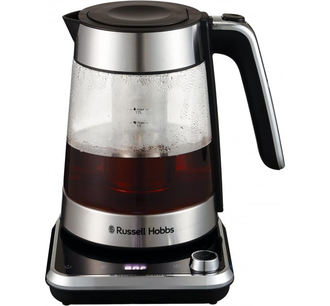 Электрочайник Russell Hobbs Attentiv Kettle, 1.7л, Strix, стекло, база с отсеком для шнура, серый