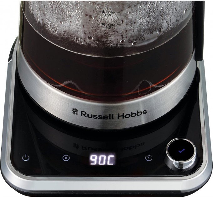 Электрочайник Russell Hobbs Attentiv Kettle, 1.7л, Strix, стекло, база с отсеком для шнура, серый