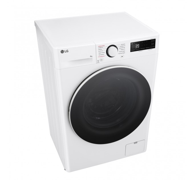Стиральная машина LG фронтальная, 8кг, 1200, A, 48см, дисплей, пар, инвертор, белый