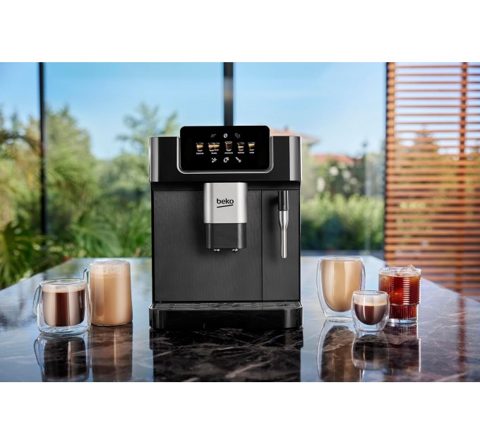 Кавомашина Beko 2.0л, зерно, ручний капучинатор, авторецептів - 5, чорний
