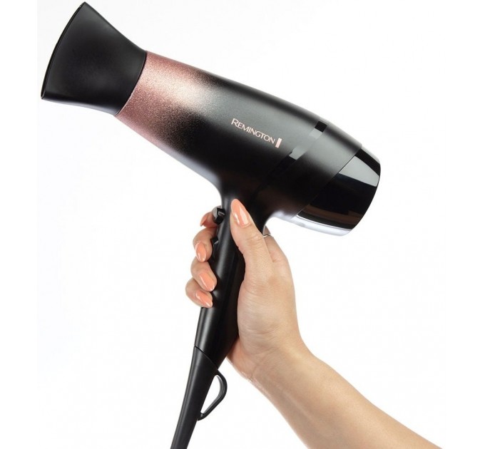 Фен Remington Rose Shimmer, 2000Вт, режимов-3, иониз-я, хол. обдув, черный