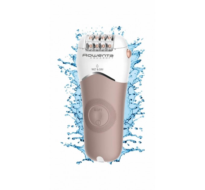 Епілятор Rowenta Aquasoft Wet&Dry пінцетний, акумуляторний , пінцет.-24, волог.+сух., насадок-4, пудровий