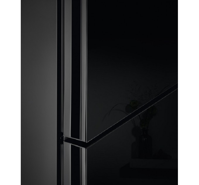 Холодильник Electrolux з нижн. мороз., 201x60х66, холод.відд.-244л, мороз.відд.-94л, 2дв., А++, NF, інв., диспл внутр., зона св-ті, чорний (скло)