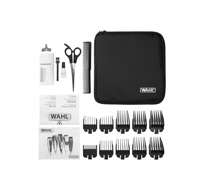 Машинка для стрижки WAHL HomePro Deluxe Combo, от сети, вибрационный мотор, насадок-12, мини-триммер в компл., серебристый