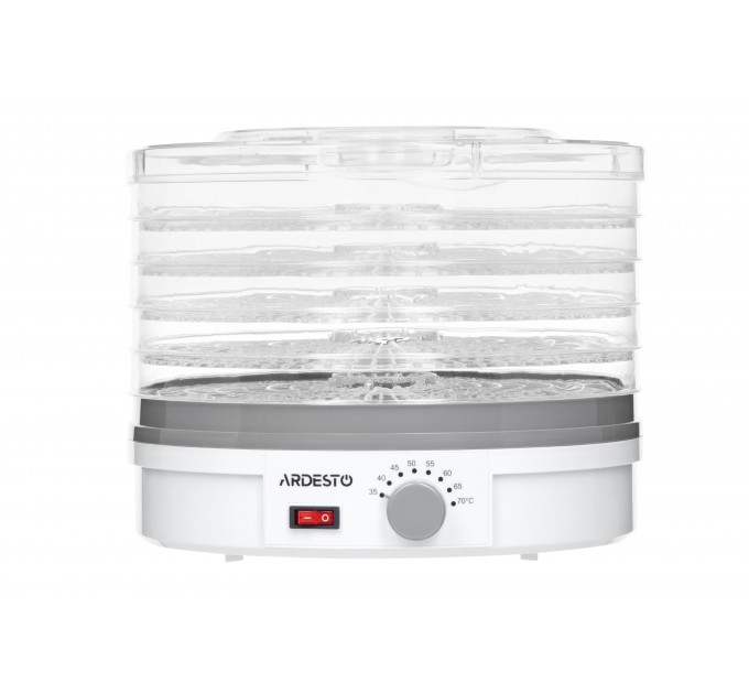 Сушка для продуктов ARDESTO FDB-5320, 245Вт, поддонов -5x3см, диаметр-32см, макс-70°С, рег.темп, пластик, белый
