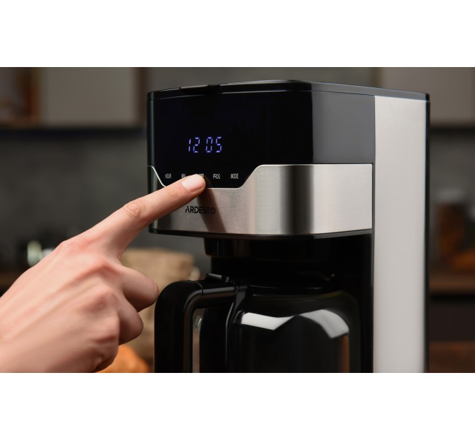 Кавоварка ARDESTO крапельна 1.5л, мелена, чорно-сріблястий