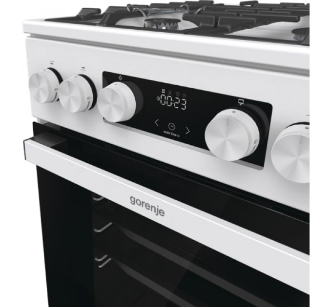 Плита Gorenje газовая, 67л, 50x60см, дисплей, IconLed, чугун, белый