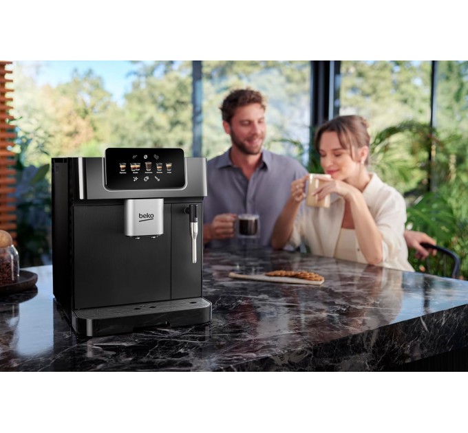 Кавомашина Beko 2.0л, зерно, ручний капучинатор, авторецептів - 5, чорний