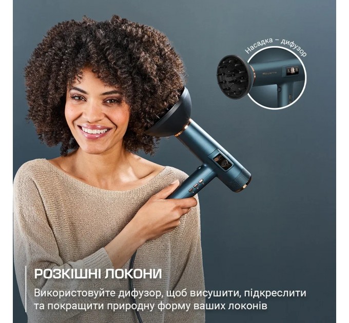 Фен Rowenta aestria For you, 1800Вт, режимов-3, дифузор, иониз-я, хол. обдув, синий