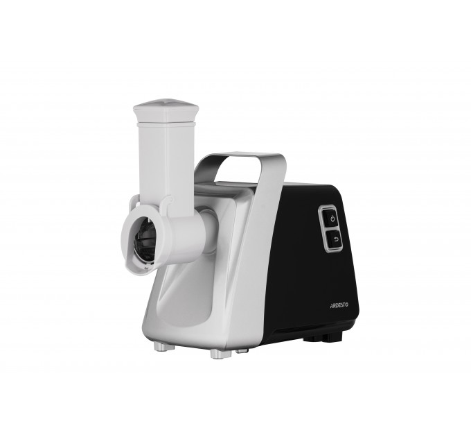 М'ясорубка ARDESTO, 2100Вт, 2кг/хв, 3 решітки, насадка для ковбас, кеббе, томатів, 3 терки, бургер-прес, пластик, чорно-срібний