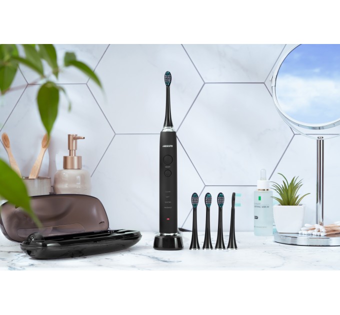 Щетка зубная электр. ARDESTO, ETB-211B, 40т. колеб/мин, насадок-5, футляр, IPX7, черный