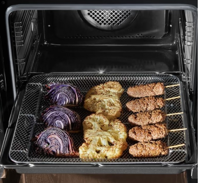 Плита Hansa комби, 77л, 60x60см, дисплей, конвекция, чугун, нерж