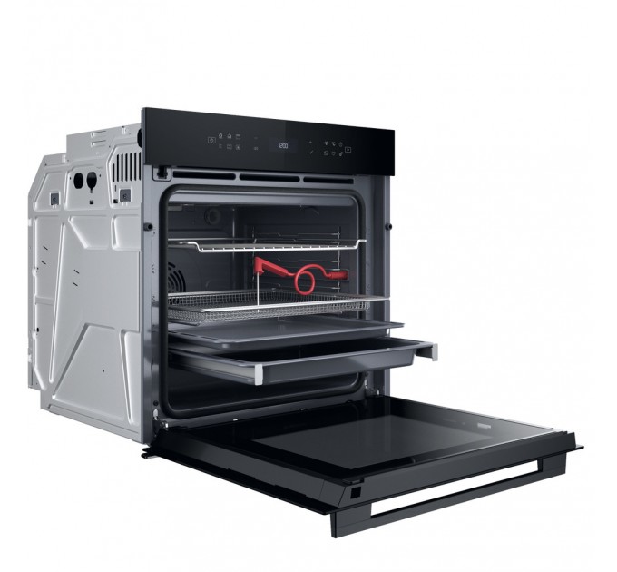 Духова шафа Whirlpool електрична, 73л, A+, дисплей, конвекція, піроліз, телескопічні напрямні, чорний