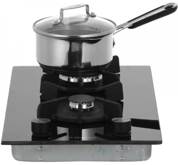 Варильна поверхня Hansa газова на склі, 30см, чавун, чорний