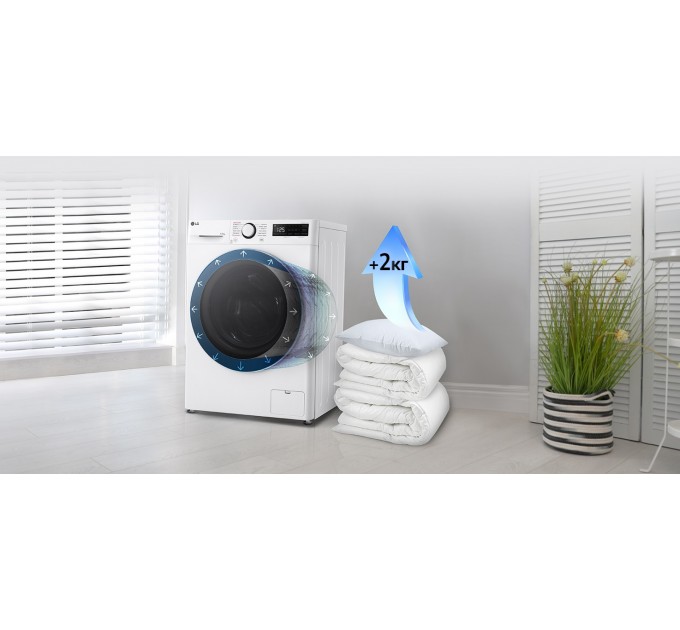 Прально-сушильна машина LG фронтальна, 9(5)кг, 1200, А, 48см, дисплей, пара, інвертор, білий