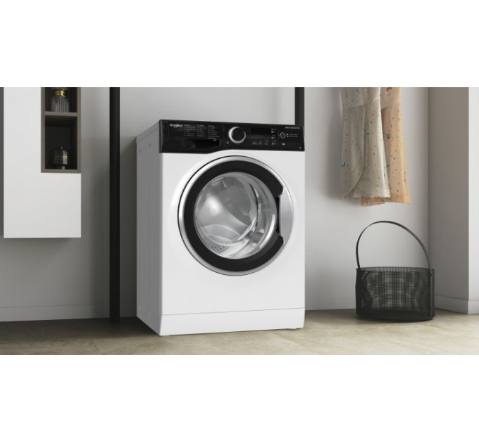 Пральна машина Whirlpool фронтальна, 6кг, 1200, A+++, 43см, дисплей, інвертор, люк чорний, білий