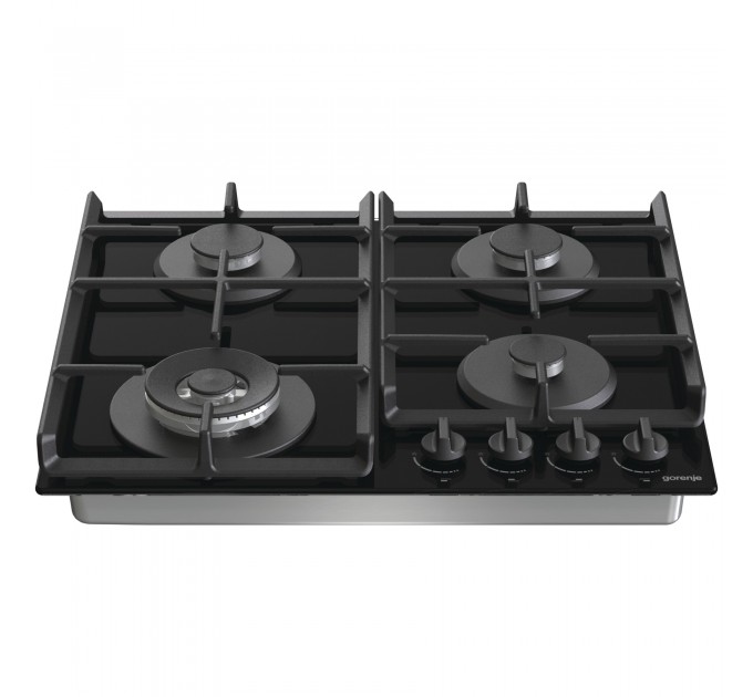 Варильна поверхня Gorenje газова на склі, 60см, чавун, чорний