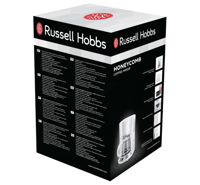Кофеварка Russell Hobbs капельная Honeycomb 1.25л, молотый, белый