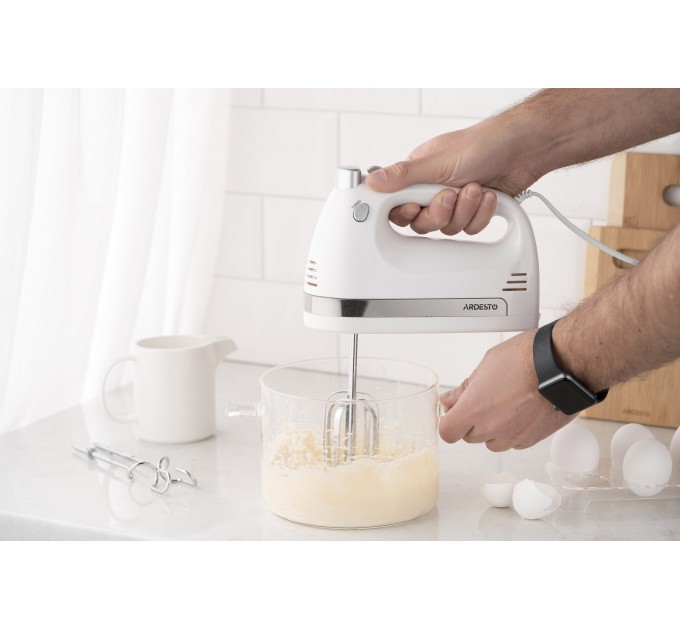 Миксер ARDESTO ручной 300Вт, насадки-4, турборежим, белый