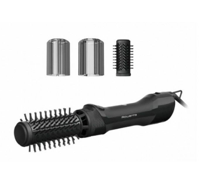 Фен-щетка Rowenta Renewal Brush Active, 1000Вт, режимов-3, иониз-я, хол. обдув, вращ. насадка, 2 насадки, керамика, черный