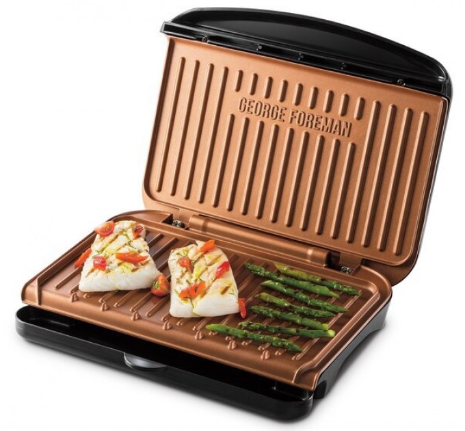 Гриль George Foreman прижимной Fit Grill Copper Medium 1630Вт, темп. режимов-1, пластик, черный